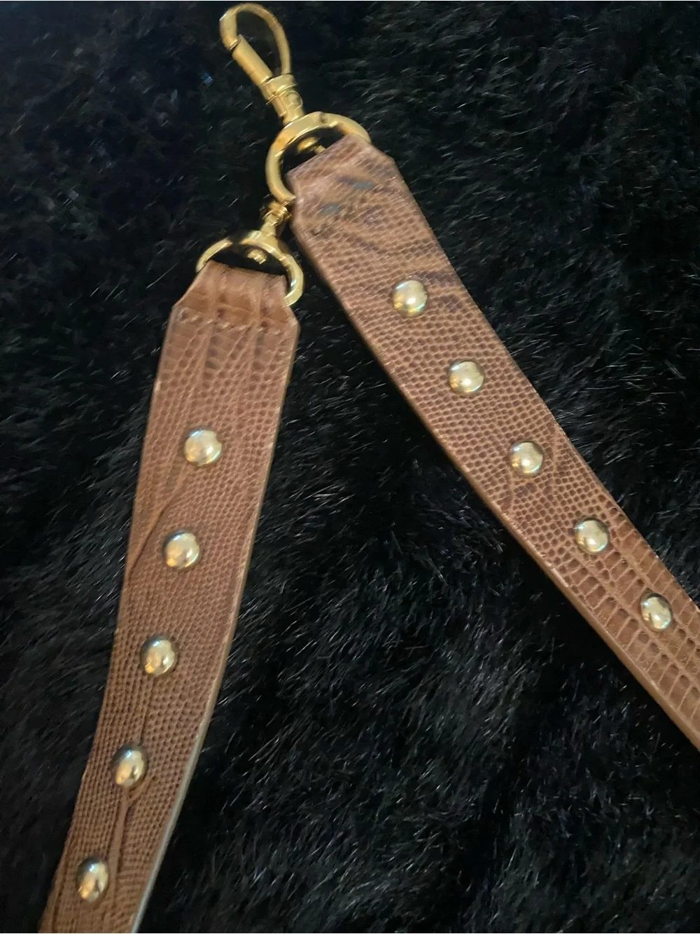 Studded Brown Leather Strap for Women - Adjustable Crossbody Replacement